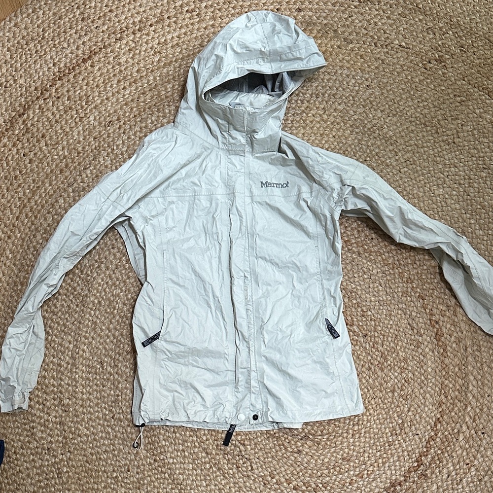 Marmot Women's Light Gray Hooded Rain Jacket